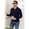 imageYTD Mens Muscle V Neck Polo Shirts Slim Fit Long Sleeve Golf TShirts Ribbed Knit Soft Casual TeesNavy