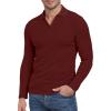 imageYTD Mens Muscle V Neck Polo Shirts Slim Fit Long Sleeve Golf TShirts Ribbed Knit Soft Casual TeesWine Red
