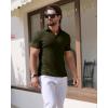 imageYTD Mens Muscle V Neck Polo Shirts Slim Fit Solid Short Sleeve Golf TShirts Ribbed Knit Soft TeesArmy Green