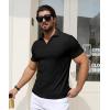 imageYTD Mens Muscle V Neck Polo Shirts Slim Fit Solid Short Sleeve Golf TShirts Ribbed Knit Soft TeesBlack