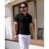 imageYTD Mens Muscle V Neck Polo Shirts Slim Fit Solid Short Sleeve Golf TShirts Ribbed Knit Soft TeesBlack