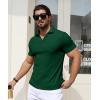imageYTD Mens Muscle V Neck Polo Shirts Slim Fit Solid Short Sleeve Golf TShirts Ribbed Knit Soft TeesDark Green