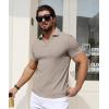 imageYTD Mens Muscle V Neck Polo Shirts Slim Fit Solid Short Sleeve Golf TShirts Ribbed Knit Soft TeesKhaki