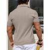 imageYTD Mens Muscle V Neck Polo Shirts Slim Fit Solid Short Sleeve Golf TShirts Ribbed Knit Soft TeesKhaki