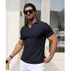 imageYTD Mens Muscle V Neck Polo Shirts Slim Fit Solid Short Sleeve Golf TShirts Ribbed Knit Soft TeesNavy