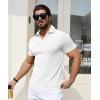 imageYTD Mens Muscle V Neck Polo Shirts Slim Fit Solid Short Sleeve Golf TShirts Ribbed Knit Soft TeesWhite