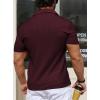 imageYTD Mens Muscle V Neck Polo Shirts Slim Fit Solid Short Sleeve Golf TShirts Ribbed Knit Soft TeesWine Red