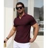 imageYTD Mens Muscle V Neck Polo Shirts Slim Fit Solid Short Sleeve Golf TShirts Ribbed Knit Soft TeesWine Red