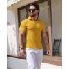 imageYTD Mens Muscle V Neck Polo Shirts Slim Fit Solid Short Sleeve Golf TShirts Ribbed Knit Soft TeesYellow