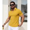 imageYTD Mens Muscle V Neck Polo Shirts Slim Fit Solid Short Sleeve Golf TShirts Ribbed Knit Soft TeesYellow