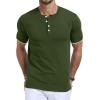 imageYTD Mens Short Sleeve Henley TShirts Casual Knit Shirt Summer Fashion Lightweight Henley Button TeeArmy Green