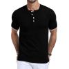 imageYTD Mens Short Sleeve Henley TShirts Casual Knit Shirt Summer Fashion Lightweight Henley Button TeeBlack