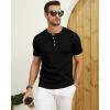 imageYTD Mens Short Sleeve Henley TShirts Casual Knit Shirt Summer Fashion Lightweight Henley Button TeeBlack