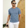 imageYTD Mens Short Sleeve Henley TShirts Casual Knit Shirt Summer Fashion Lightweight Henley Button TeeGray Blue