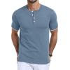 imageYTD Mens Short Sleeve Henley TShirts Casual Knit Shirt Summer Fashion Lightweight Henley Button TeeGray Blue