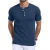 imageYTD Mens Short Sleeve Henley TShirts Casual Knit Shirt Summer Fashion Lightweight Henley Button TeeNavy