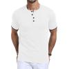 imageYTD Mens Short Sleeve Henley TShirts Casual Knit Shirt Summer Fashion Lightweight Henley Button TeeWhite