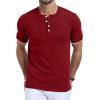 imageYTD Mens Short Sleeve Henley TShirts Casual Knit Shirt Summer Fashion Lightweight Henley Button TeeWine Red