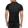 imageYTD Mens Short Sleeve Polo Shirts QuarterZip Casual Slim Fit Lapel Neck Basic Designed Cotton ShirtsBlack