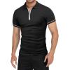 imageYTD Mens Short Sleeve Polo Shirts QuarterZip Casual Slim Fit Lapel Neck Basic Designed Cotton ShirtsBlack