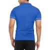 imageYTD Mens Short Sleeve Polo Shirts QuarterZip Casual Slim Fit Lapel Neck Basic Designed Cotton ShirtsBlue