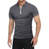 imageYTD Mens Short Sleeve Polo Shirts QuarterZip Casual Slim Fit Lapel Neck Basic Designed Cotton ShirtsDark Grey