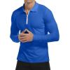 imageYTD Mens Short Sleeve Polo Shirts QuarterZip Casual Slim Fit Lapel Neck Basic Designed Cotton ShirtsLong Sleeve Blue