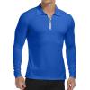 imageYTD Mens Short Sleeve Polo Shirts QuarterZip Casual Slim Fit Lapel Neck Basic Designed Cotton ShirtsLong Sleeve Blue