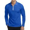 imageYTD Mens Short Sleeve Polo Shirts QuarterZip Casual Slim Fit Lapel Neck Basic Designed Cotton ShirtsLong Sleeve Blue