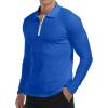 imageYTD Mens Short Sleeve Polo Shirts QuarterZip Casual Slim Fit Lapel Neck Basic Designed Cotton ShirtsLong Sleeve Blue