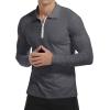 imageYTD Mens Short Sleeve Polo Shirts QuarterZip Casual Slim Fit Lapel Neck Basic Designed Cotton ShirtsLong Sleeve Dark Grey