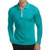 imageYTD Mens Short Sleeve Polo Shirts QuarterZip Casual Slim Fit Lapel Neck Basic Designed Cotton ShirtsLong Sleeveturquoise
