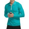 imageYTD Mens Short Sleeve Polo Shirts QuarterZip Casual Slim Fit Lapel Neck Basic Designed Cotton ShirtsLong Sleeveturquoise