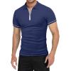 imageYTD Mens Short Sleeve Polo Shirts QuarterZip Casual Slim Fit Lapel Neck Basic Designed Cotton ShirtsNavy