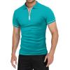 imageYTD Mens Short Sleeve Polo Shirts QuarterZip Casual Slim Fit Lapel Neck Basic Designed Cotton ShirtsTurquoise