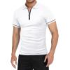 imageYTD Mens Short Sleeve Polo Shirts QuarterZip Casual Slim Fit Lapel Neck Basic Designed Cotton ShirtsWhite