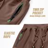 imageYTD Mens Shorts Casual Classic Fit Drawstring Summer Beach Shorts with Elastic Waist and PocketsDeep Coffee
