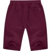 imageYTD Mens Shorts Casual Classic Fit Drawstring Summer Beach Shorts with Elastic Waist and PocketsWine Red