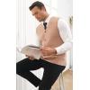 imageYTD Mens Sleeveless Sweater Vest VNeck Casual Cable Knit Button Down Cardigan VestApricot
