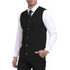imageYTD Mens Sleeveless Sweater Vest VNeck Casual Cable Knit Button Down Cardigan VestBlack