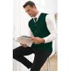 imageYTD Mens Sleeveless Sweater Vest VNeck Casual Cable Knit Button Down Cardigan VestDark Green