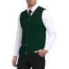 imageYTD Mens Sleeveless Sweater Vest VNeck Casual Cable Knit Button Down Cardigan VestDark Green