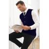imageYTD Mens Sleeveless Sweater Vest VNeck Casual Cable Knit Button Down Cardigan VestNavy
