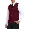 imageYTD Mens Sleeveless Sweater Vest VNeck Casual Cable Knit Button Down Cardigan VestWine Red