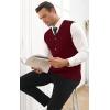 imageYTD Mens Sleeveless Sweater Vest VNeck Casual Cable Knit Button Down Cardigan VestWine Red