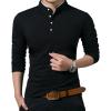 imageYTD Mens Summer Slim Fit Pure Color Short Sleeve Polo Casual TShirts01 Long Sleeve Black