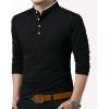 imageYTD Mens Summer Slim Fit Pure Color Short Sleeve Polo Casual TShirts01 Long Sleeve Black