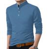 imageYTD Mens Summer Slim Fit Pure Color Short Sleeve Polo Casual TShirts03 Long Sleeve Blue