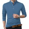 imageYTD Mens Summer Slim Fit Pure Color Short Sleeve Polo Casual TShirts03 Long Sleeve Blue