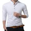 imageYTD Mens Summer Slim Fit Pure Color Short Sleeve Polo Casual TShirts04 Long Sleeve White